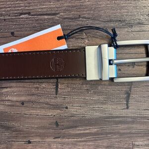 Brown Leather Belt with Silver Buckle